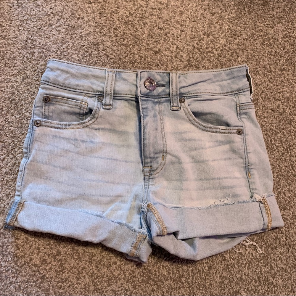 American Eagle next level stretch high rise shortie denim shorts size 0